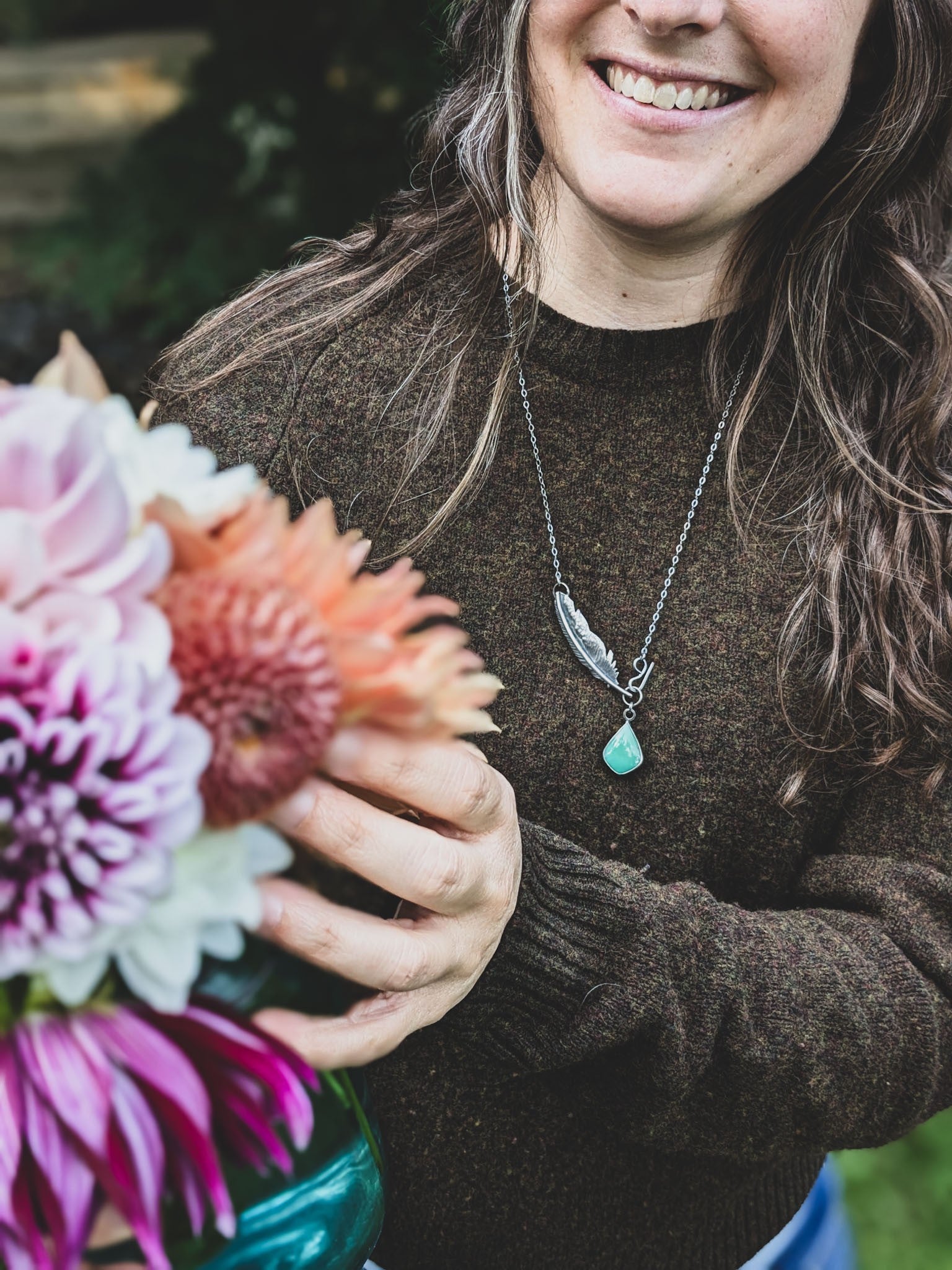 Sterling Silver Necklace with Feather