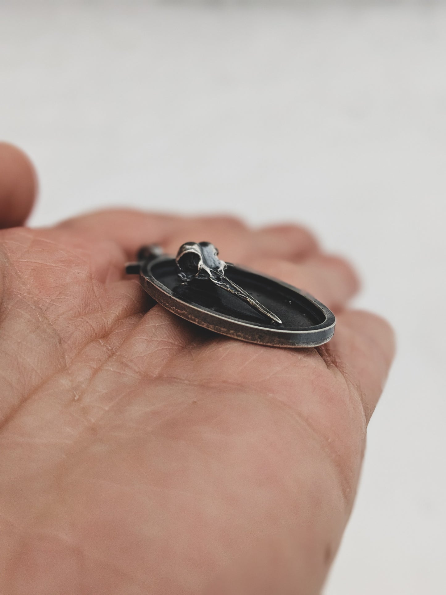 Handmade Sterling Silver Hummingbird Skull Pendant