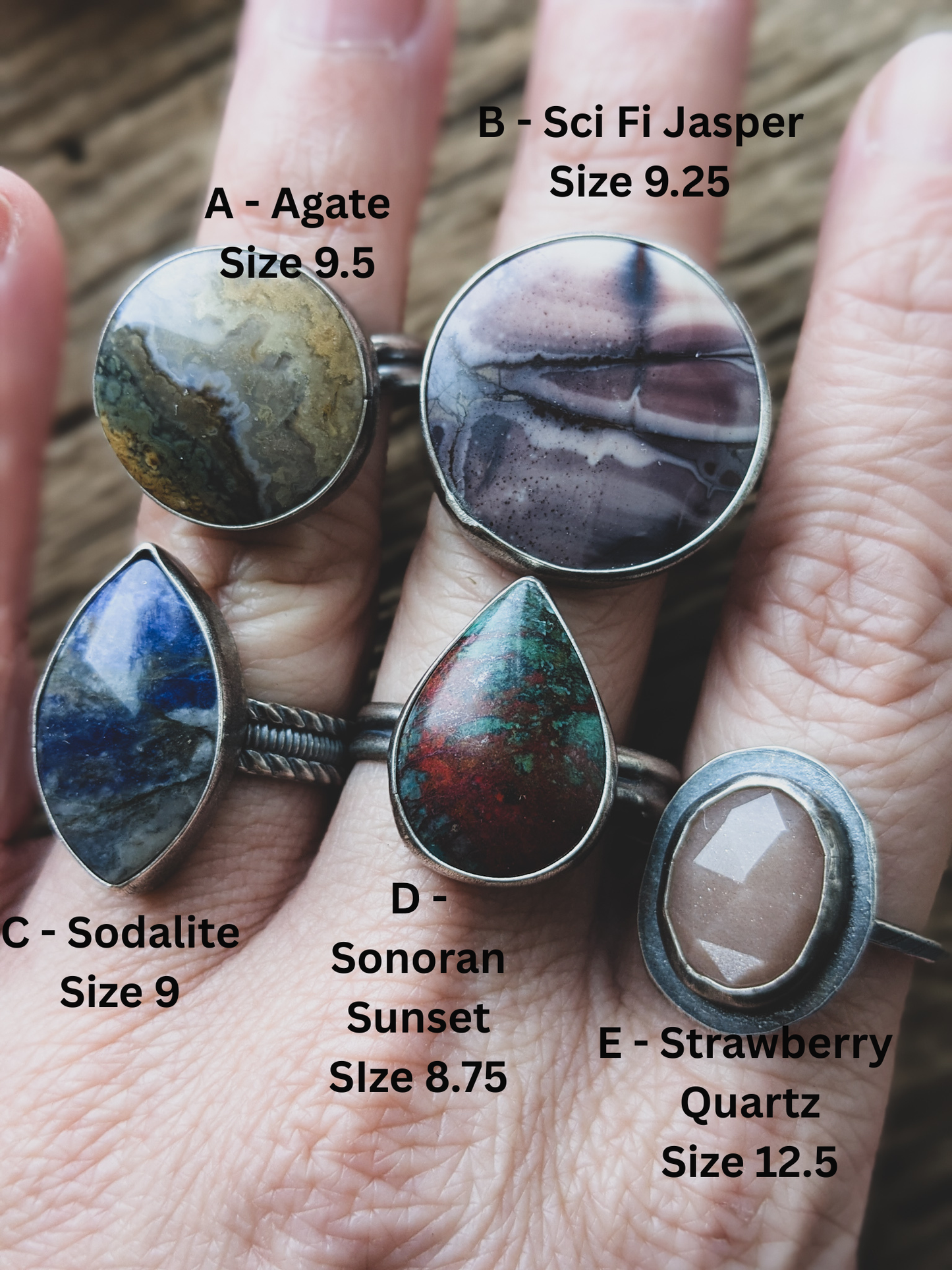 Handmade Sterling Silver Rings – Various Sizes & Cabochons - Batch 2