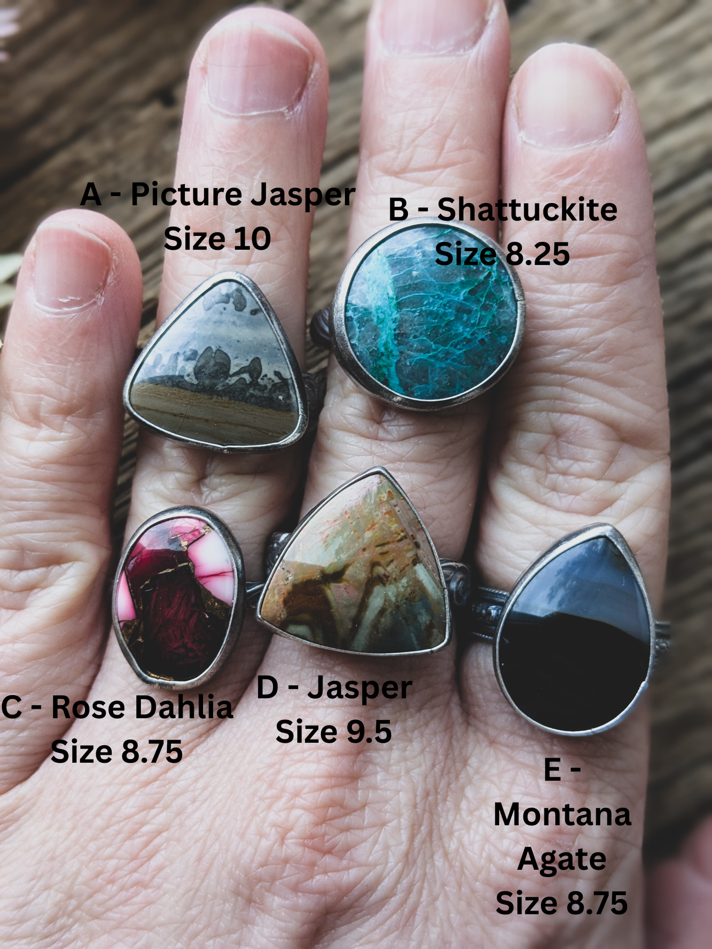 Handmade Sterling Silver Rings – Various Sizes & Cabochons - Batch 3