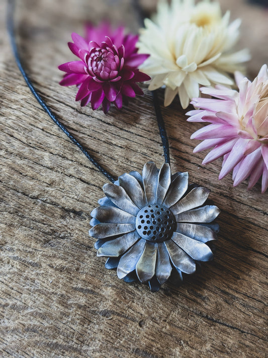 Handmade Sterling Silver Flower Necklace & Brooch – Versatile Floral Jewelry