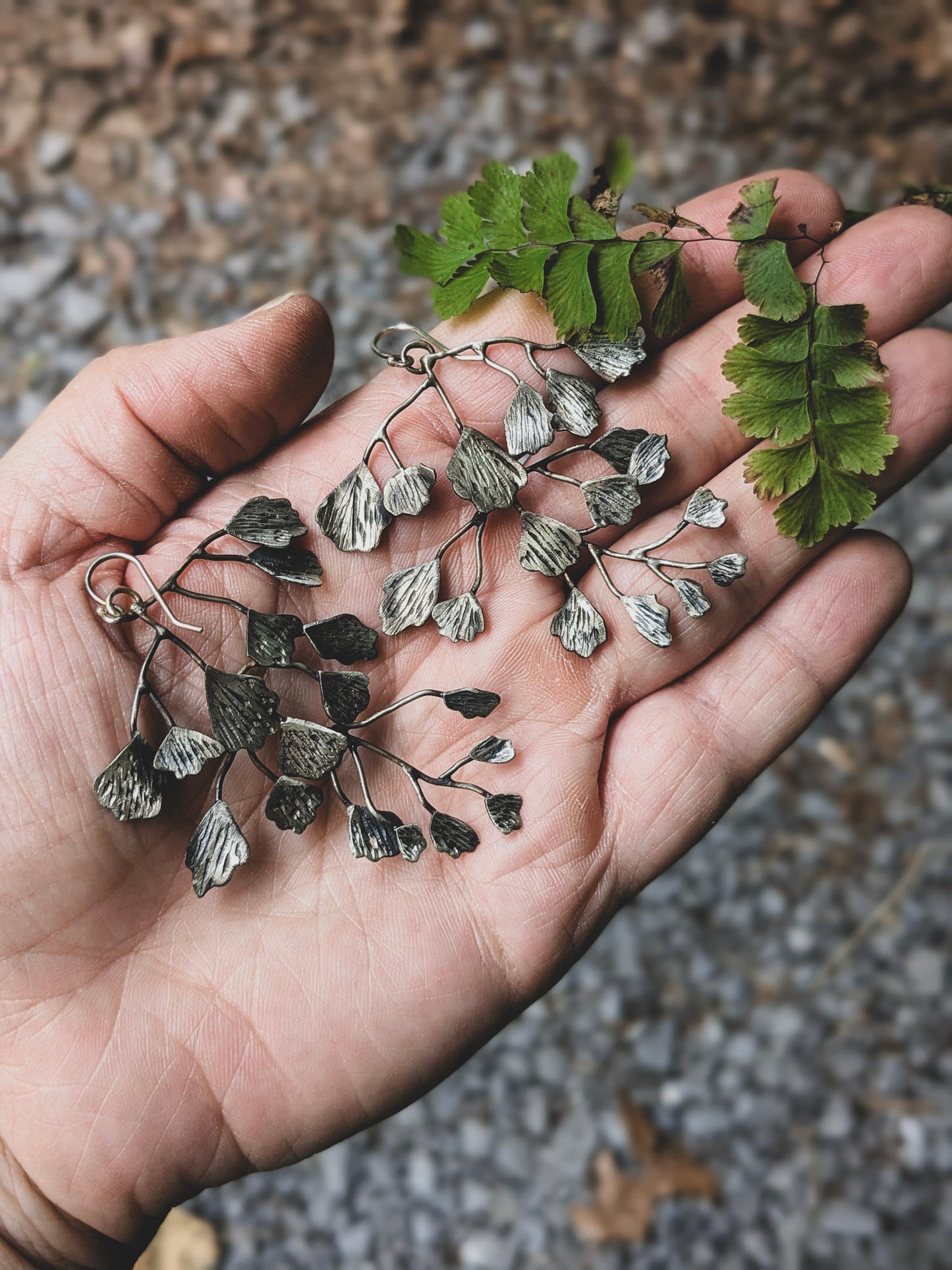 Kinetic Maidenhair Fern Earrings