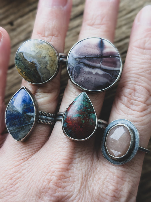 Handmade Sterling Silver Rings – Various Sizes & Cabochons - Batch 2