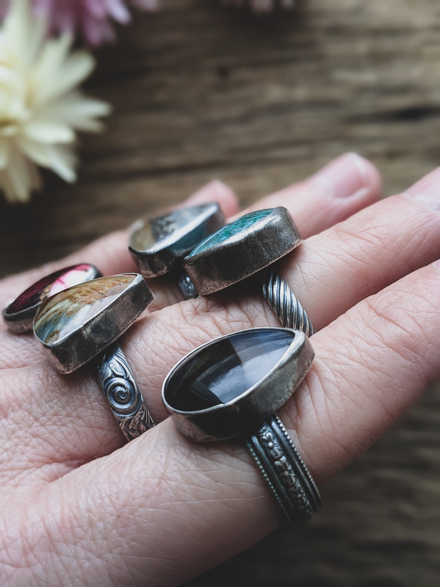 Handmade Sterling Silver Rings – Various Sizes & Cabochons - Batch 3