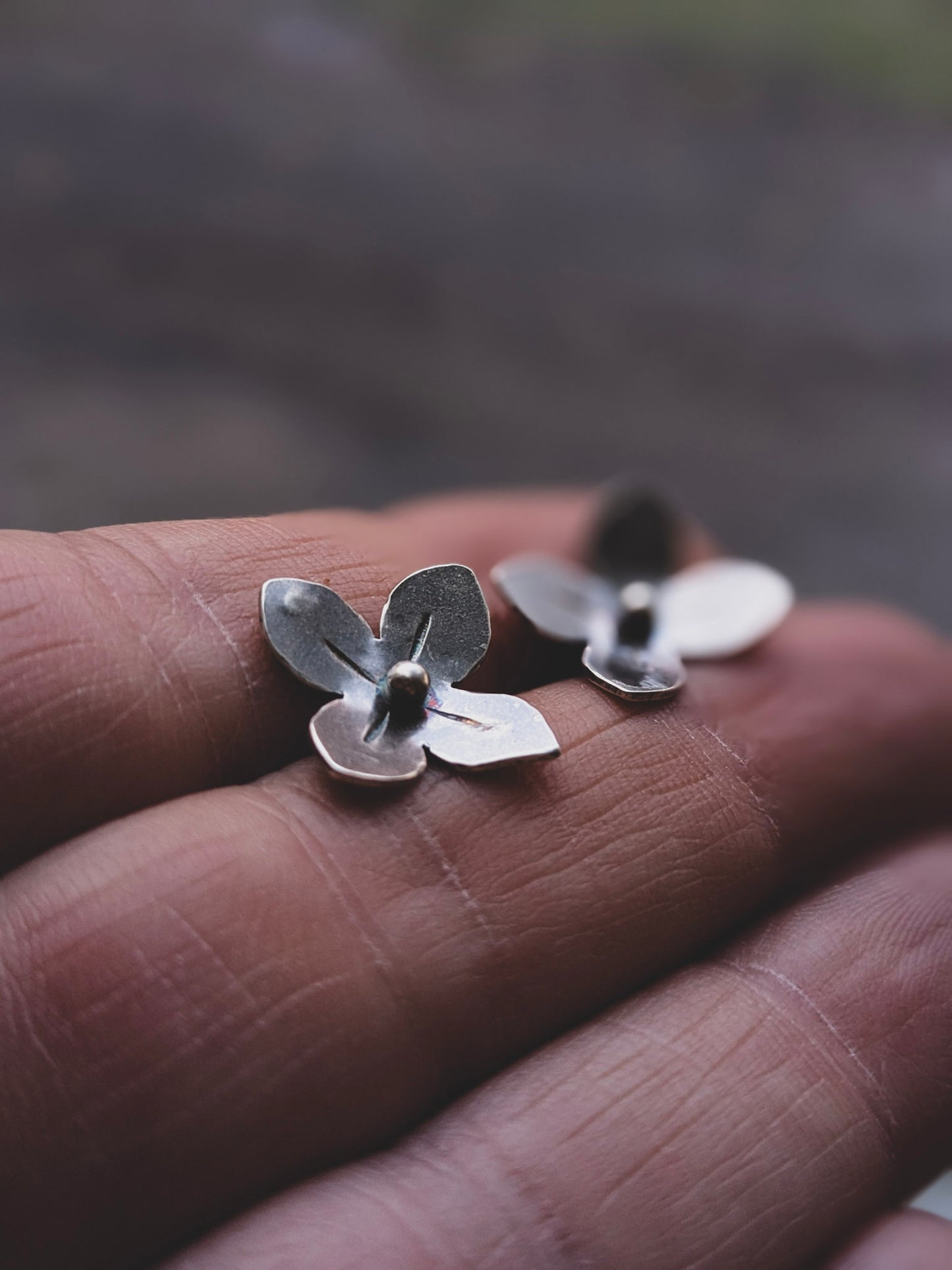 Sterling Silver Lilac Flower Stud Earrings
